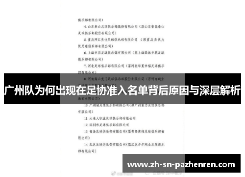 广州队为何出现在足协准入名单背后原因与深层解析
